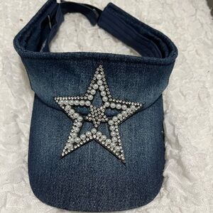 Denim visor with bling